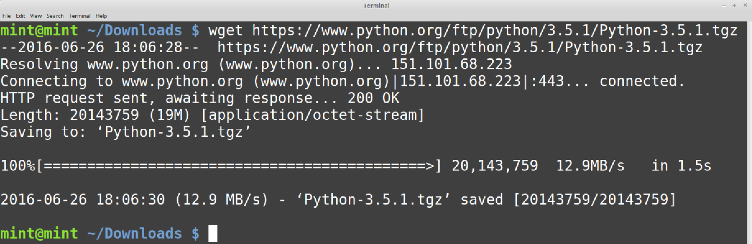 wget Python source code output.