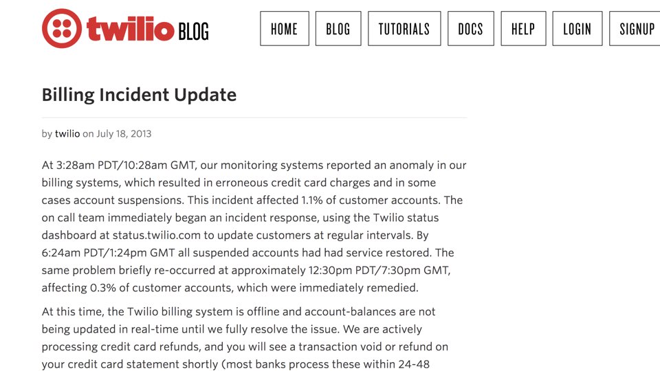 Billing incident update blog post.
