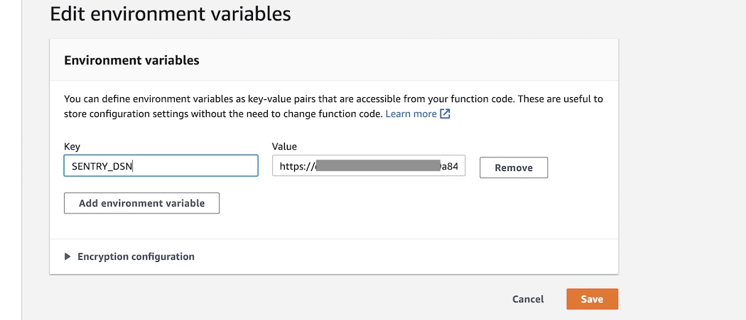 Add the environment variable in AWS Lambda.