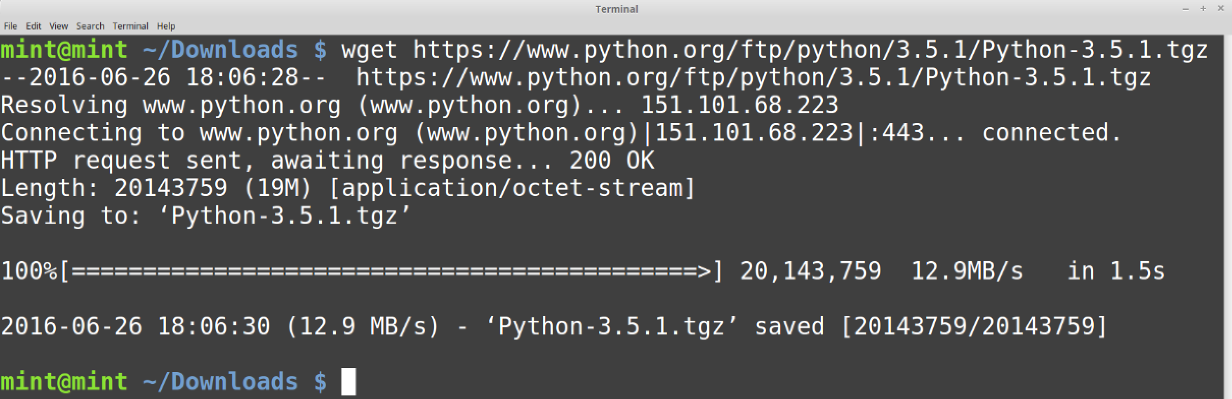 wget Python 源代码输出。