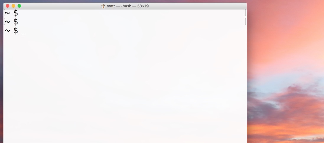 New macOS terminal window.