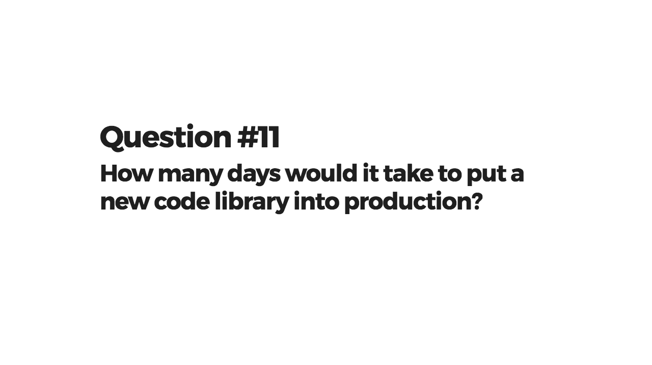 How many days would it take to put a new code library into production?