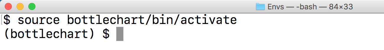 Activating our Python virtualenv for this project on the command line.