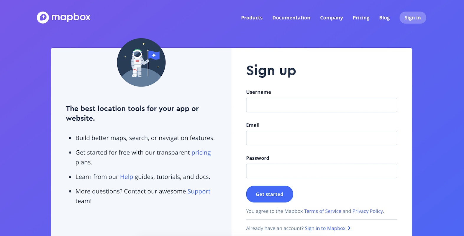 Sign up for a Mapbox account.
