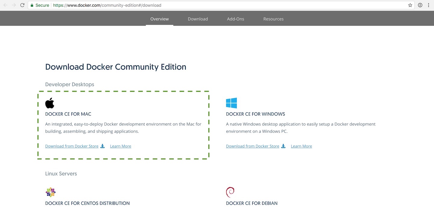 Download the Docker Community Edition for Mac.