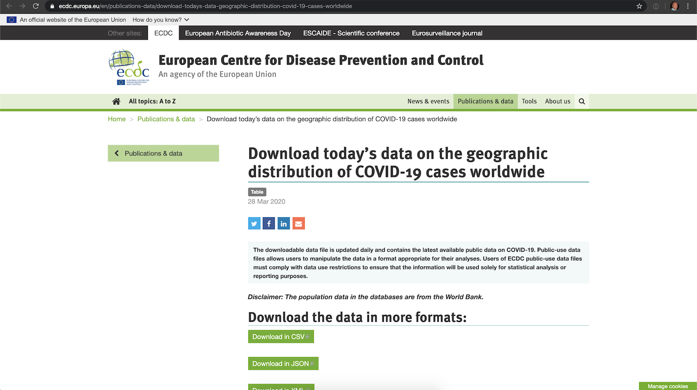 Download the CSV version of the COVID-19 data.