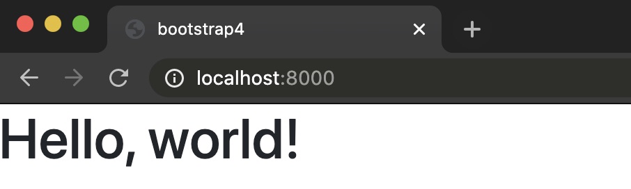 Bootstrap-enhanced HTML page saying 'Hello, world!'.