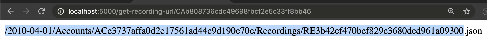 Twilio call recording URL.