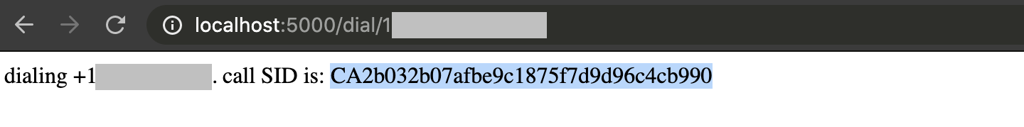 Twilio call SID.