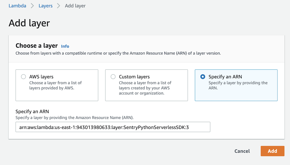 Select the AWS for the ARN string.