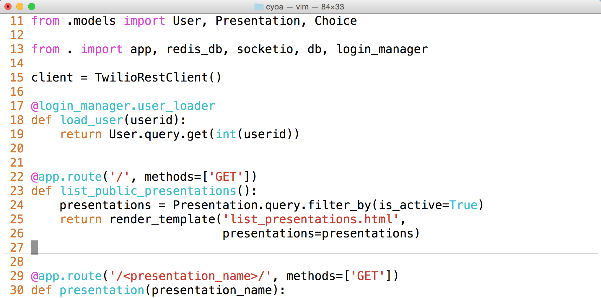 Vim with basic configuration options on a white background.